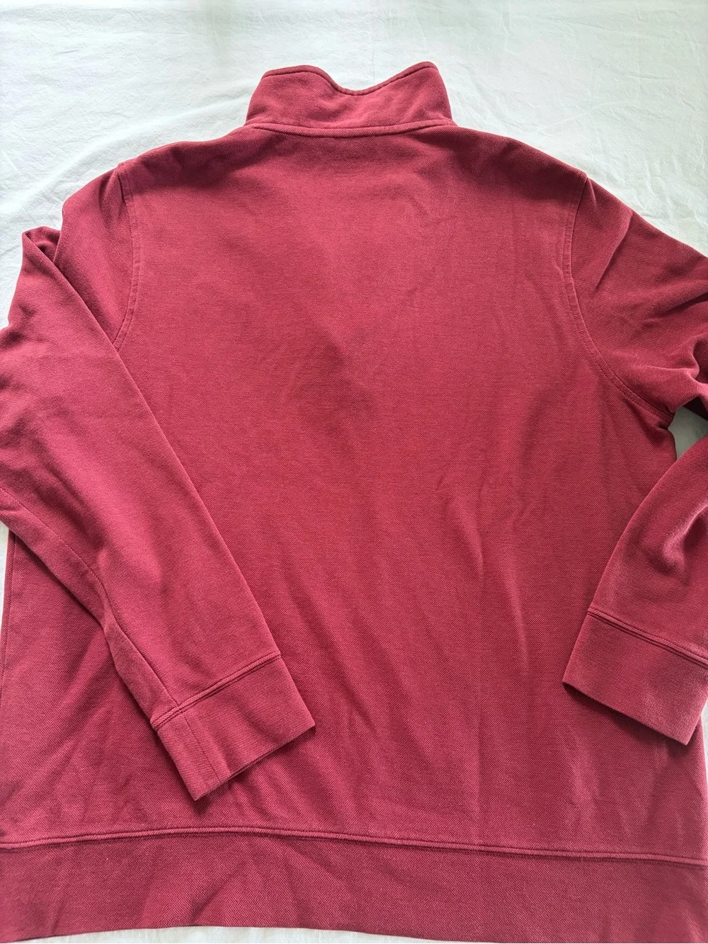 L.L. Bean Katahdin Logo Quarter Zip Pullover Large Reg Red Pique Traditional Fit